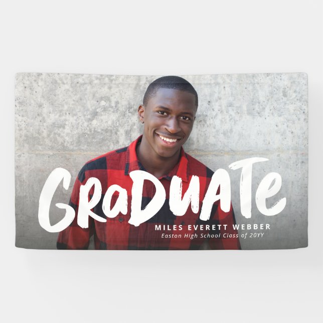 Bold modern cool graduate one photo graduation banner (Horizontal)