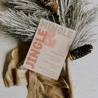 Bold Modern Coral Jingle and Mingle Holiday Party