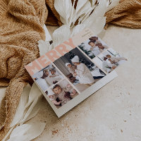 Bold Modern Coral Merry Folded Five Photo