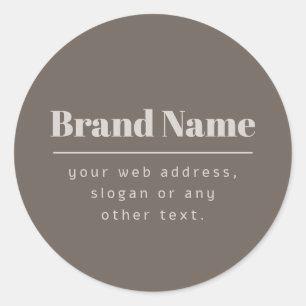 Bold Modern Dark & Light Beige Brand or Business Classic Round Sticker