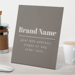 Bold Modern Dark & Light Beige Brand or Business Pedestal Sign