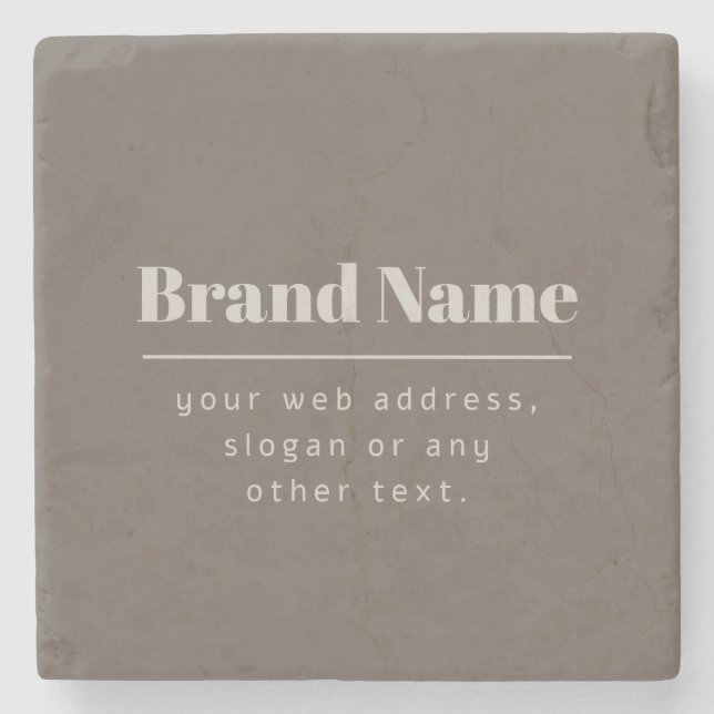Bold Modern Dark & Light Beige Brand or Business Stone Coaster (Front)