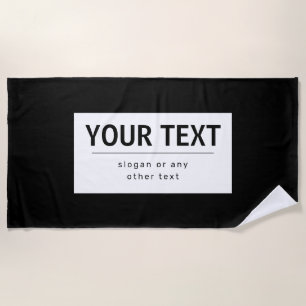 Bold Modern Editable Text Black & White Beach Towel