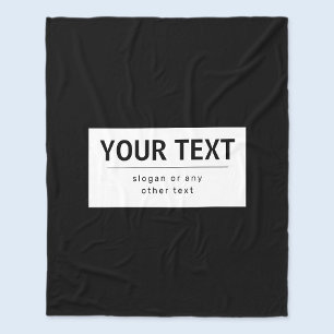 Bold Modern Editable Text   Black & White Fleece Blanket