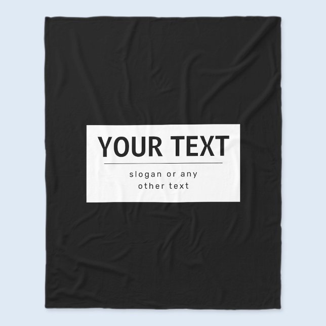 Bold Modern Editable Text | Black & White Fleece Blanket (Creator Uploaded)