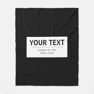 Bold Modern Editable Text   Black & White Fleece Blanket