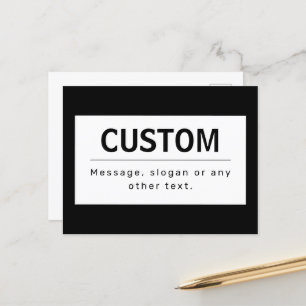 Bold Modern Editable Text Black & White Postcard