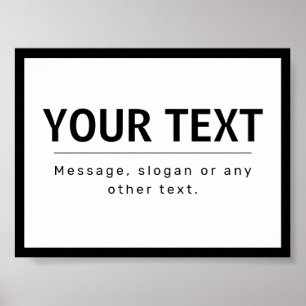 Bold Modern Editable Text   Black & White Poster