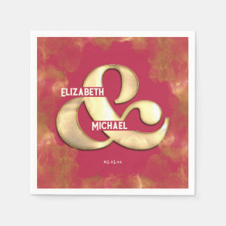 Bold Modern Elegant Gold Pink Magenta Wedding Napkin