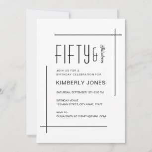 Bold Modern Fifty & Fabulous 50th Birthday Party Invitation