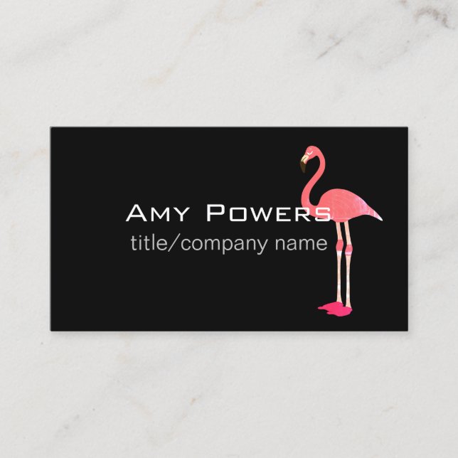 bold modern flamingo pink and black business card (Front)