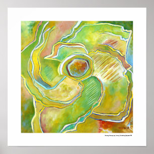 Bold Modern Floral Abstract Art Yellow Green Poster