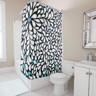 Bold modern flowers with blue teal ombre