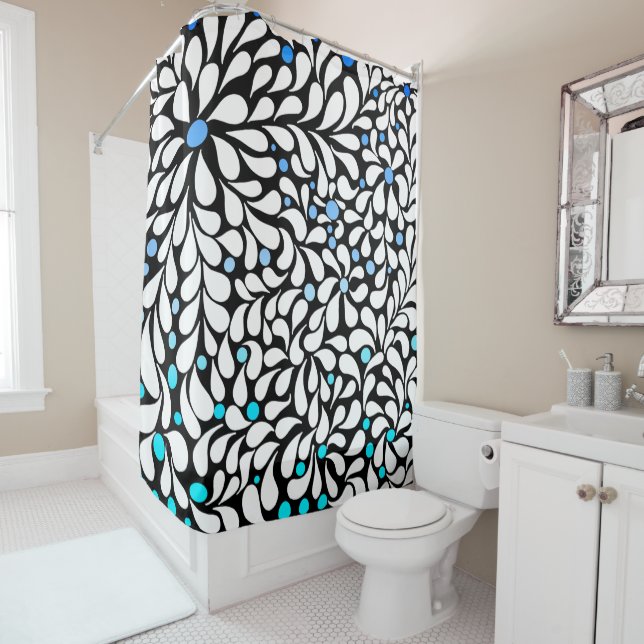 Bold modern flowers with blue teal ombre (In Situ)