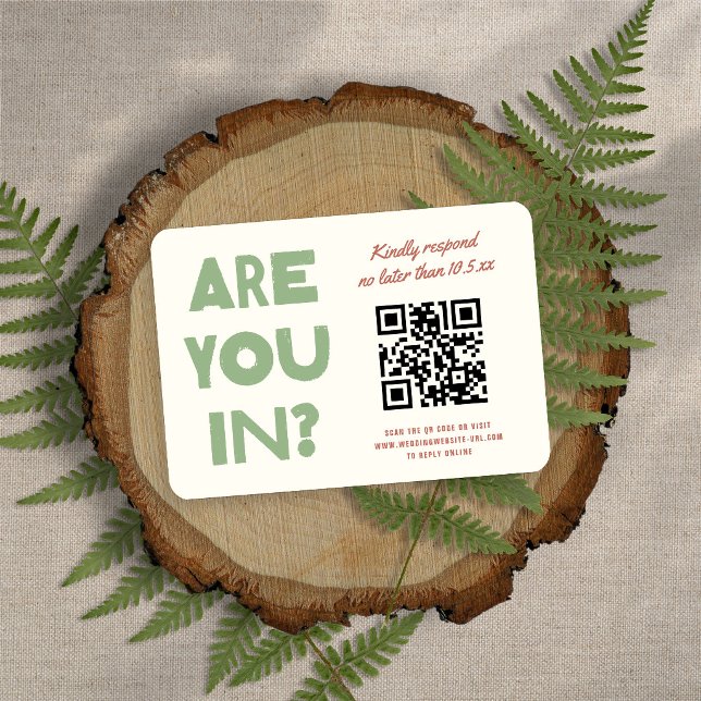 Bold Modern Funky Earth Tone QR Code Wedding RSVP Card (Creator Uploaded)
