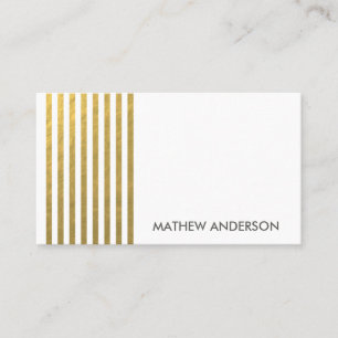 BOLD MODERN GOLD FAUX STRIPED LINE PATTERN BUSINESS CARD