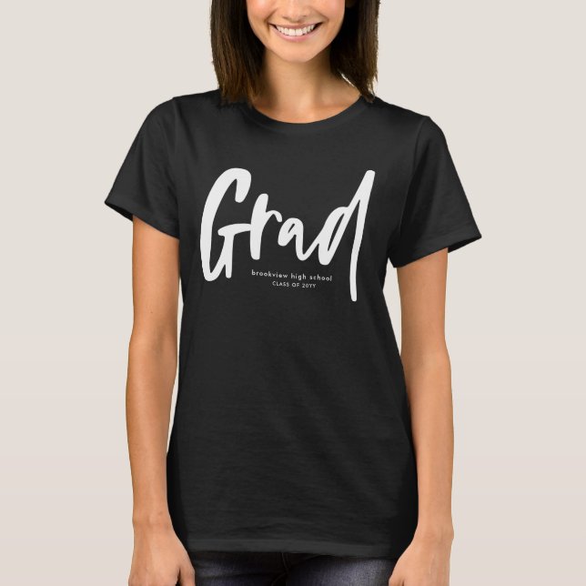 Bold modern grad personalized graduate T-Shirt (Front)