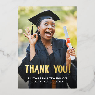 Bold modern Graduation 2 photo thank you card