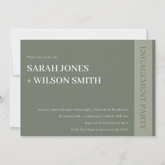 Bold Modern Grey Typography Text Engagement Invite (Front)