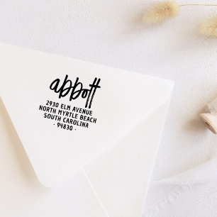 Bold Modern Handwritten Family Name Return Address Self-inking Stamp