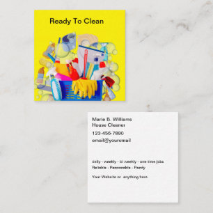 Bold Modern House Cleaning Services Square Business Card