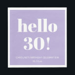 Bold Modern Lavender Purple 30th Birthday Party Napkin<br><div class="desc">This lavender purple and white 30th birthday napkin features bold, modern typography paired with a soft, elevated color palette that feels polished and intentional. It’s a simple way to bring a cohesive look to milestone birthday celebrations, from intimate dinners to larger parties. Personalize the text to match the age, name,...</div>