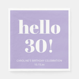 Bold Modern Lavender Purple 30th Birthday Party Napkin