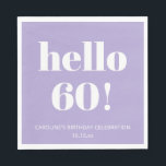 Bold Modern Lavender Purple 60th Birthday Party Napkin<br><div class="desc">This lavender purple and white 60th birthday napkin features bold, modern typography paired with a soft, elevated colour palette that feels polished and intentional. It’s a simple way to bring a cohesive look to milestone birthday celebrations, from intimate dinners to larger parties. Personalize the text to match the age, name,...</div>