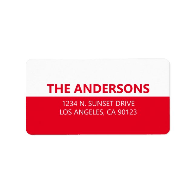 Bold Modern Looking Red & White Return Address Label (Front)