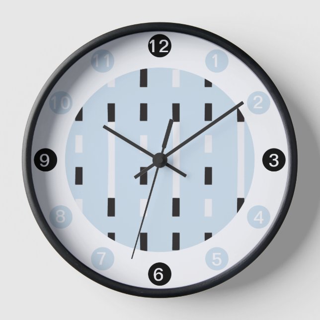 Bold & Modern Memphis Style Black,White,Blue Clock (Front)