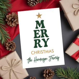 Bold Modern Merry Christmas Postcard