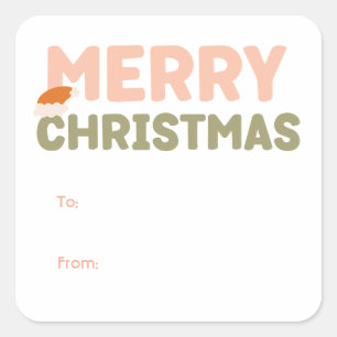 Bold Modern Merry Christmas To From Holiday Square Sticker