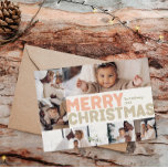 Bold Modern Merry Christmas Year In Review 6 Photo Holiday Card<br><div class="desc">Send warm wishes this holiday season with this unique and cute, bold modern Merry Christmas year in review 6 photo happy holiday card. Its simple and minimalist design features boho-inspired elements in light pink, pastel coral, sage green, blush, and peach hues. Celebrating the festive spirit of December, this design brings...</div>