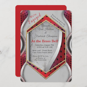 Bold Modern Metallic 3D Red Grey Texture Look Invitation