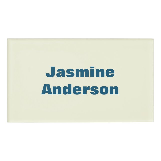 Bold Modern Minimalist Beige Ocean Blue Colour Name Tag (Front)