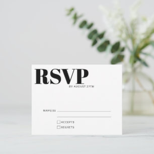 Bold Modern Minimalist Black White QR Code Details RSVP Card