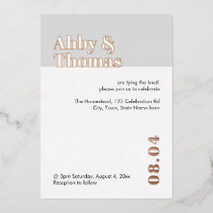 Bold Modern Minimalist Grey Wedding Rose Gold