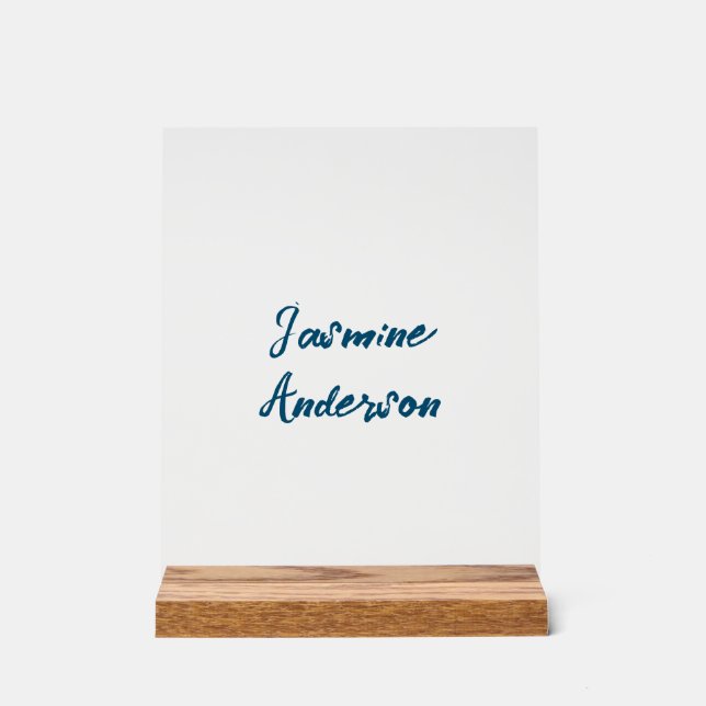 Bold Modern Minimalist Ocean Blue Colour Acrylic Sign (Front)