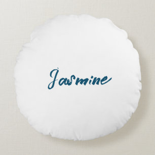 Bold Modern Minimalist Ocean Blue Colour Round Pillow