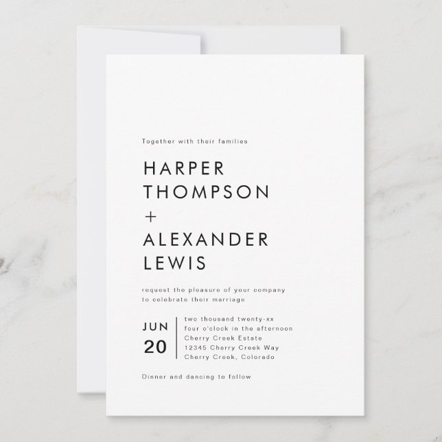 Bold Modern Minimalist Wedding Invitation (Front)