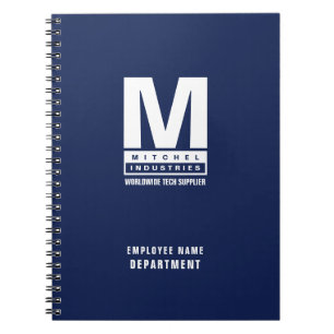 Bold Modern Monogram Business Logo Blue  Notebook
