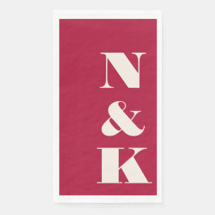 Bold Modern Monogram Initials Wedding Red Napkin
