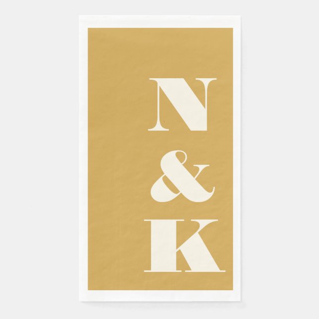Bold Modern Monogram Initials Yellow Wedding Napkin (Front)