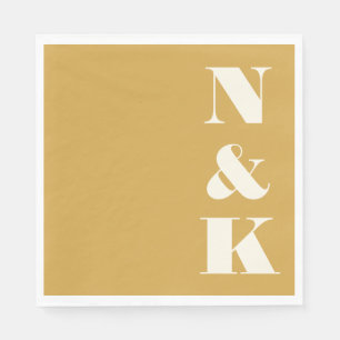 Bold Modern Monogram Initials Yellow Wedding Napkin