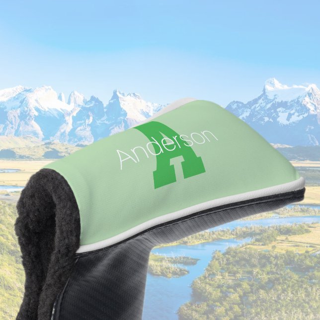 Bold Modern Monogram | Pale & Kelly Green Golf Head Cover (Creator Uploaded)