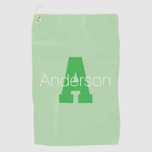 Bold Modern Monogram   Pale & Kelly Green Golf Towel