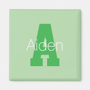 Bold Modern Monogram   Pale & Kelly Green Magnet