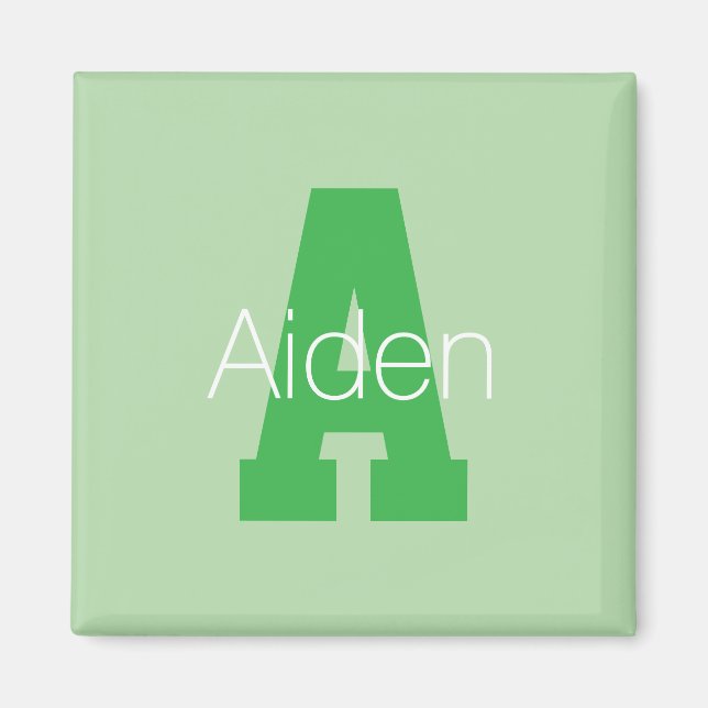 Bold Modern Monogram | Pale & Kelly Green Magnet (Front)