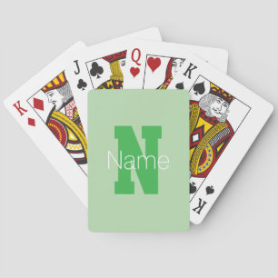 Bold Modern Monogram Pale & Kelly Green Playing Cards