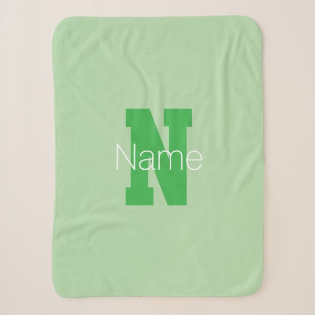 Bold Modern Monogram | Pale & Kelly Green Sherpa Blanket (Front)